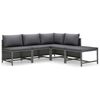 vidaXL 5-tlg. Garten-Lounge-Set mit Kissen Poly Rattan Grau