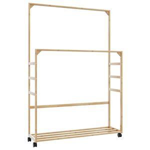 vidaXL Kleiderst&auml;nder mit Ablagen und Rollen 90x35x155 cm Bambus