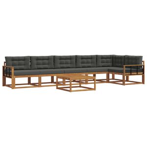 vidaXL Outdoor-Sofagarnitur mit Kissen 7 pcs Natur und Anthrazit