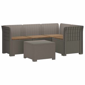 vidaXL 4-Sitzer Garten Sofa mit Kissen Rattan Look PP Hellgrau