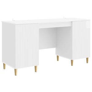 vidaXL Schreibtisch Hochglanz Wei&szlig; 142,5 x 50 x 75 cm Holzwerkstoff