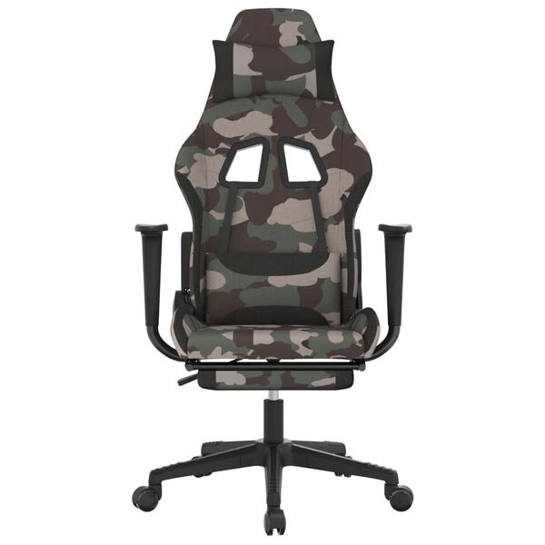 vidaXL Gaming-Stuhl mit Massage & Fu&szlig;st&uuml;tze Schwarz Camouflage Stoff