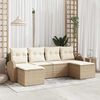 vidaXL Sofa Set mit Kissen 6 pcs Beige und Wei&szlig; Poly-Rattan