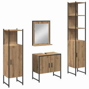 vidaXL Badezimmerm&ouml;bel Set mit Speicher 4 pcs Braun 33 x 33 x 185.5 cm