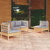 vidaXL 4-tlg. Garten-Lounge-Set mit Grauen Kissen Kiefer Massivholz