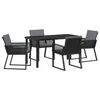 vidaXL Garten Essgruppe 5 pcs Schwarz Pulverbeschichteter Stahl