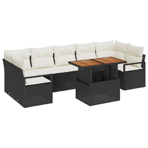 vidaXL Garten-Sofa-Set mit Speicher 8 pcs Schwarz Poly Rattan