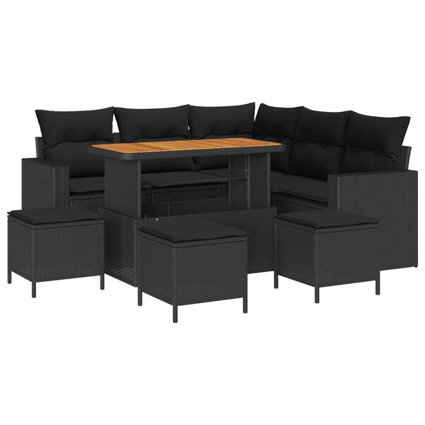 vidaXL Garten-Sofa-Set 9 pcs Schwarz Poly-Rattan