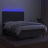 vidaXL Boxspringbett mit Matratze & LED Dunkelgrau 140x200 cm Stoff