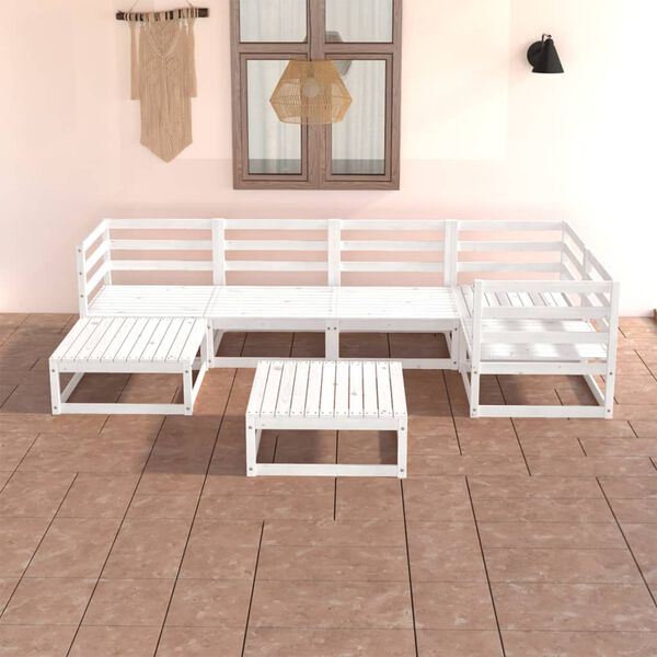 vidaXL 7-tlg. Garten-Lounge-Set Wei&szlig; Massivholz Kiefer