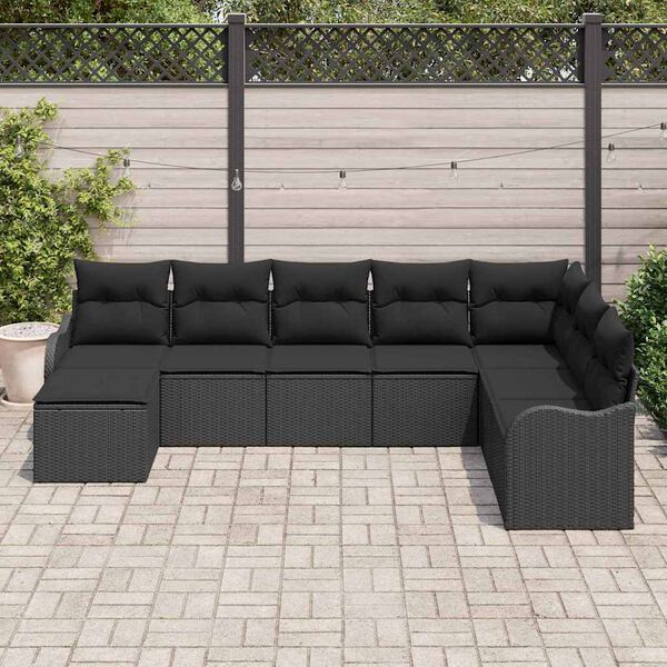 vidaXL Gartensofa-set 8 pcs Schwarz Poly-Rattan