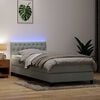 vidaXL Boxspringbett mit Matratze & LED Hellgrau 80x210 cm Samt