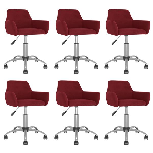 vidaXL Esszimmerst&uuml;hle 6 Stk. Drehbar Weinrot Samt