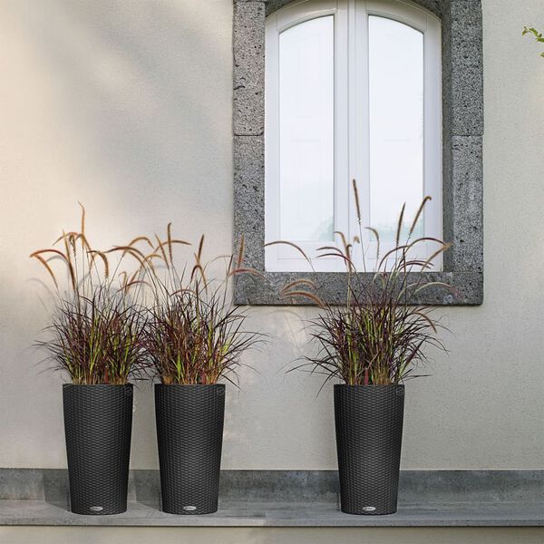 LECHUZA Pflanzgef&auml;&szlig; CILINDRO Cottage 32 ALL-IN-ONE &Oslash; 32 cm Granitgrau