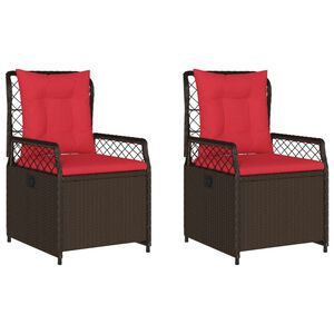 vidaXL Liegende Gartenst&uuml;hle 2 Stk. Braun Poly Rattan