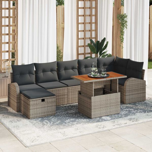 vidaXL Garten-Sofa-Set 8 pcs Grau Poly-Rattan
