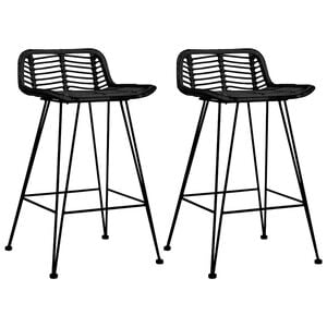 vidaXL Barhocker 2 Stk. Schwarz Rattan