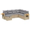 vidaXL 7-tlg. Garten-Sofagarnitur mit Kissen Beige Poly Rattan