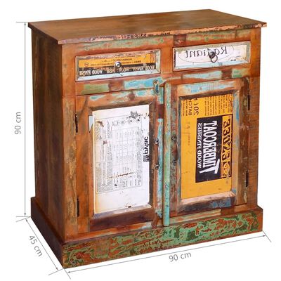 vidaXL Sideboard Altholz Massiv Vintage mit 2 Schubladen & 2 Türen
