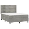 vidaXL Boxspringbett mit Matratze & LED Hellgrau 140x200 cm Samt