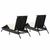 vidaXL Sonnenliegen mit Auflagen 2 Stk. Schwarz Poly Rattan
