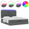 vidaXL Ottoman-Bett mit Matratzen & LEDs Dunkelgrau 200x200 cm Stoff