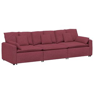 vidaXL Modulares Sofa mit Kissen Weinrot