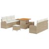 vidaXL Garten-Sofa-Set mit Kissen 9 pcs Beige Poly Rattan