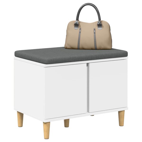 vidaXL Flurbank Wei&szlig; 60 x 38 x 46 cm Holzwerkstoff und Stoff