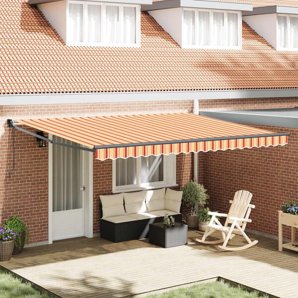 vidaXL Markise Gelb und Orange 450 x 300 x 165 cm Polyester und Metall