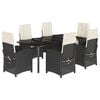 vidaXL 7-tlg. Garten-Essgruppe mit Kissen Schwarz Poly Rattan
