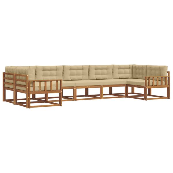 vidaXL Outdoor-Sofagarnitur mit Kissen 7 pcs Natur und Beige