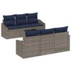 vidaXL Sofa Set mit Kissen 7 pcs Grau und Marineblau Poly-Rattan