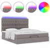 vidaXL Ottoman-Bett mit Matratze & LEDs Taupe 180x200 cm Stoff