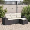 vidaXL 4-tlg. Garten-Sofagarnitur mit Kissen Schwarz Poly Rattan
