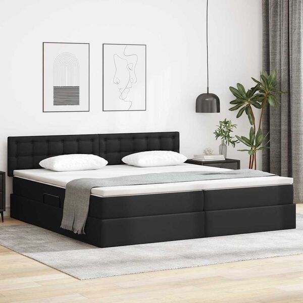 vidaXL Bett mit Stauraum und LED Hellgrau 200 x 200 cm Kunstleder