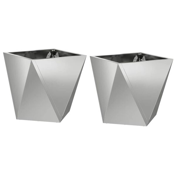 vidaXL Pflanzk&uuml;bel 2 pcs Silber 30 x 30 x 30 cm Verzinkter Stahl