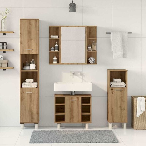 vidaXL 4-tlg. Badmöbel-Set Artisan-Eiche Holzwerkstoff