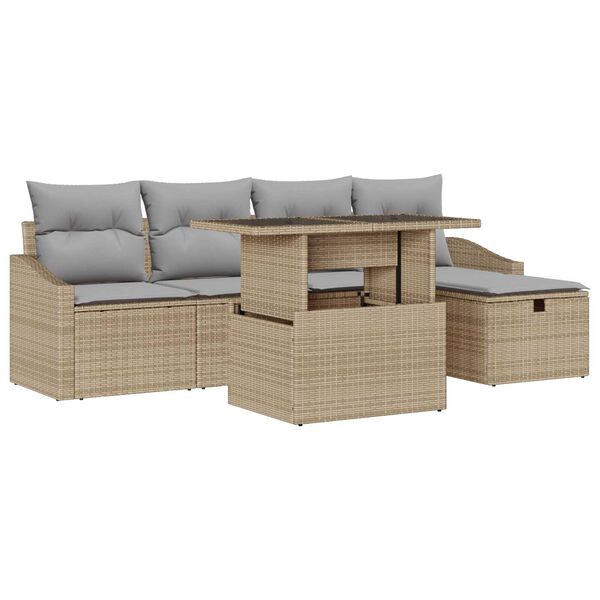 vidaXL Garten-Sofa-Set 6 pcs Beige Poly-Rattan
