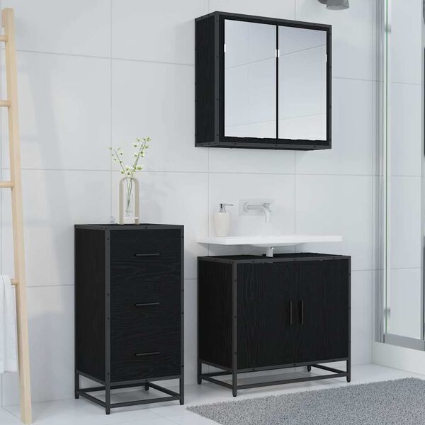 vidaXL Sideboard Schwarz Eichen-Optik 35,5 x 35 x 76 cm