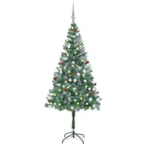 vidaXL K&uuml;nstlicher Weihnachtsbaum mit Beleuchtung Kugeln Zapfen 180 cm