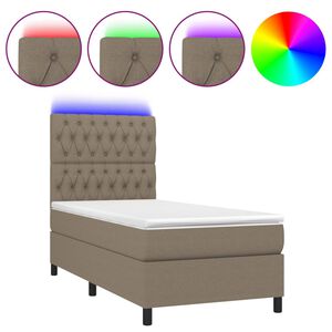 vidaXL Boxspringbett mit Matratze & LED Taupe 80x200 cm Stoff