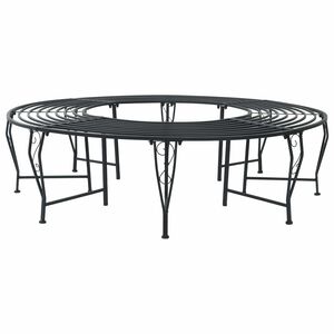 vidaXL Baumbank 8-Sitzanzahl &Oslash; 160 x 44 cm Stahl Schwarz Rund