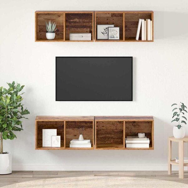 vidaXL TV-Schrankset 4 pcs Altholz 37 x 37 x 72 cm Holzwerkstoff