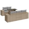 vidaXL 6-tlg. Garten-Sofagarnitur mit Kissen Beige Poly Rattan