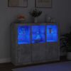 vidaXL Sideboards mit LED-Leuchten 3 Stk. Betongrau Holzwerkstoff