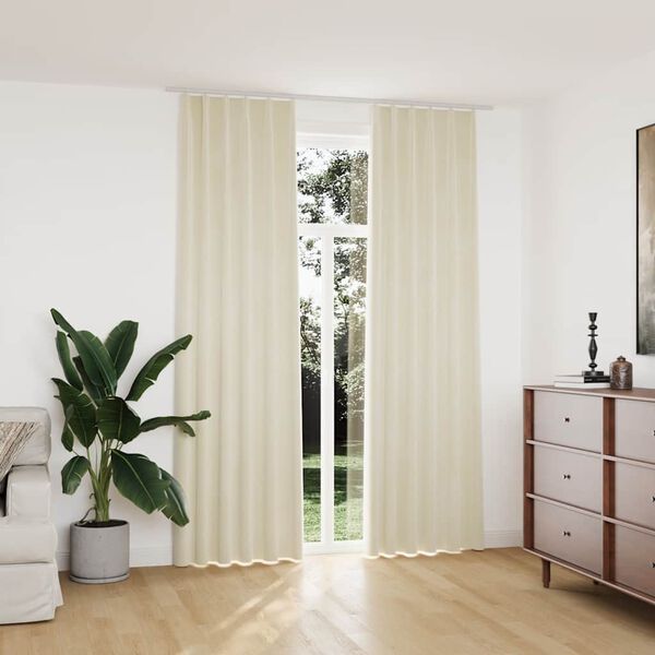vidaXL Verdunkelungsvorh&auml;nge mit Haken 2 Stk. Samt Creme 140x245cm
