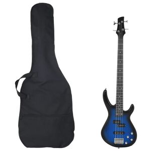 vidaXL E-Bass f&uuml;r Anf&auml;nger mit Tasche Blau und Schwarz 4/4 46