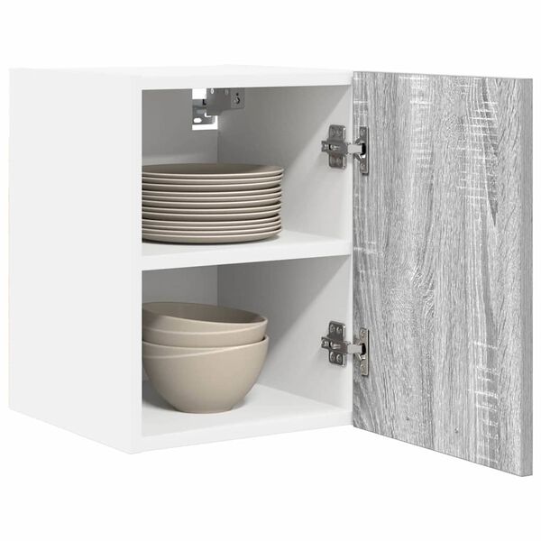 vidaXL H&auml;ngeschrank mit T&uuml;r 2 pcs Grau Sonoma und Wei&szlig; 30 x 31 x 40 cm