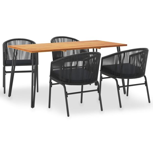 vidaXL 5-tlg. Garten-Essgruppe Akazie Massivholz und PVC Rattan